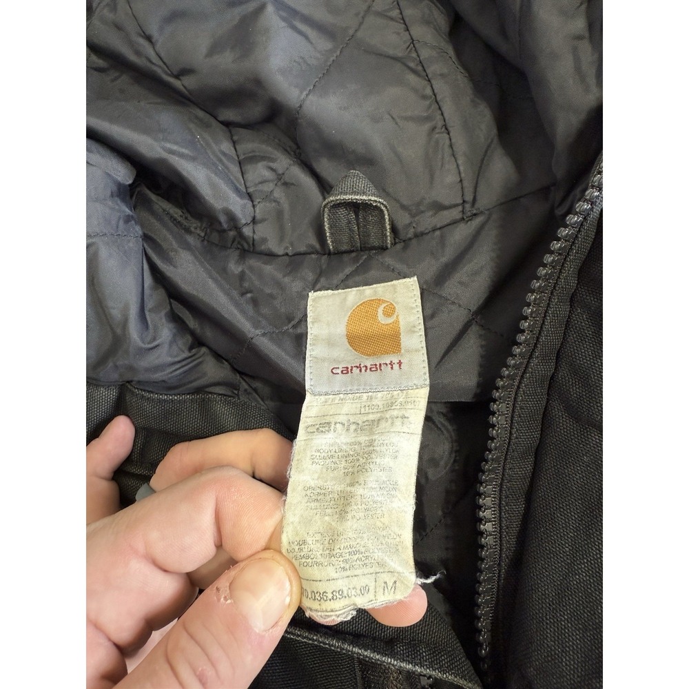 Vintage Men's Size Medium Duck Canvas Full Zip Black Carhartt Artic Parka W/Hood - Picture 4 of 7